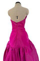 Spectacular Spring 2005 Oscar de la Renta Runway Look 53 Strapless Deep Pink Silk Dress w Full Skirts