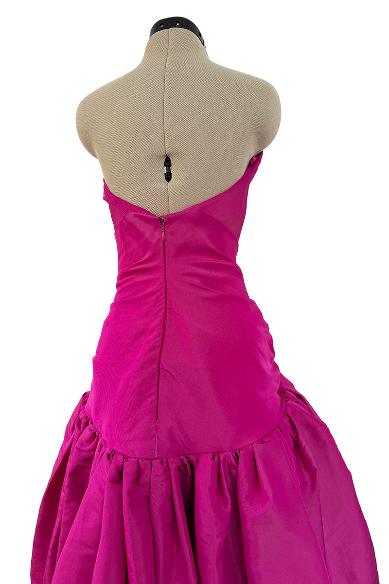 Spectacular Spring 2005 Oscar de la Renta Runway Look 53 Strapless Deep Pink Silk Dress w Full Skirts
