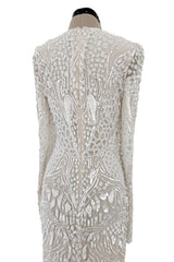 Beautiful Spring 2022 Naeem Khan Bridal Collection 'Salinas' Ivory Net Dress w Sequin Pattern & Trained Skirt