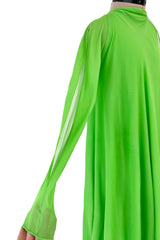 Gorgeous 1970s George Stavroploulos Couture Green Silk Chiffon Caftan Dress