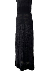 Stunning 2010s Chanel by Karl Lagerfeld Light Weight Black Floral Pattern Knit Dress w Slight Transparency