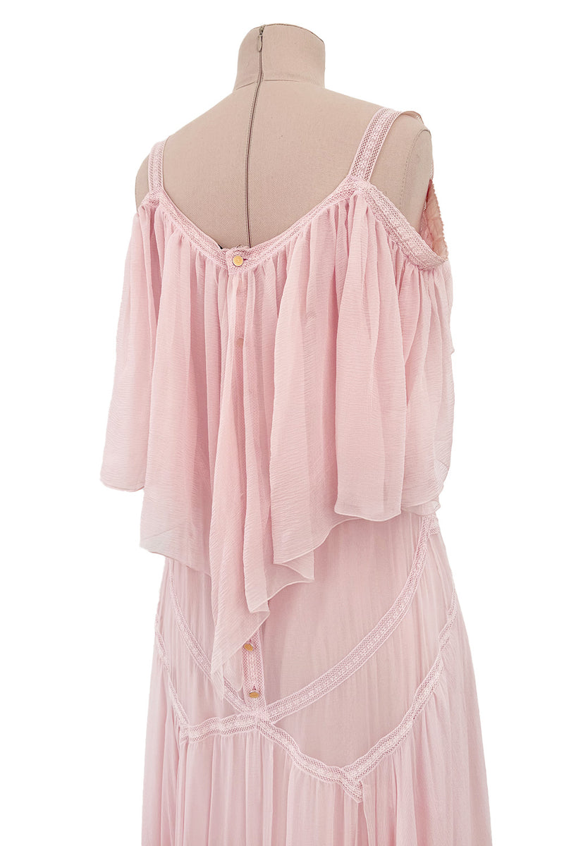Spring 2005 Chanel by Karl Lagerfeld Runway Softest Pale Pink Floating Silk Chiffon Dress