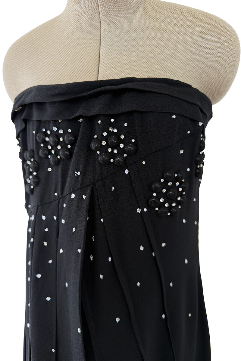 Spring 2007 Christian Dior by John Galliano Black Strapless Inner Corset Dress w Rhinestones & Beads