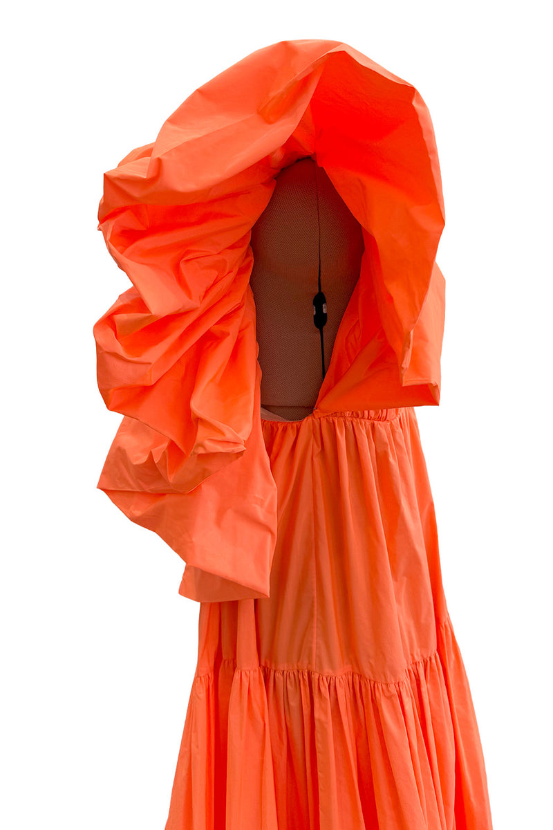 Spectacular Spring 2020 Valentino by Pierpaolo Piccioli Neon Orange Tent Dress w Outstanding Capped Sleeves