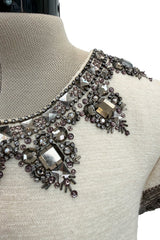Superb Fall 2007 Oscar de la Renta Runway Look 38 Sequin & Bead on Ivory Boucle Wool Runway Dress