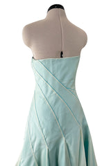 Superb Fall 2005 Richard Tyler Version of Runway Strapless Pale Blue & Ivory Silk Organza Dress