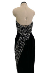 Incredible 1950s Maria Antonelli Roma Rare Alta Moda Couture Velvet Beaded Strapless Dress