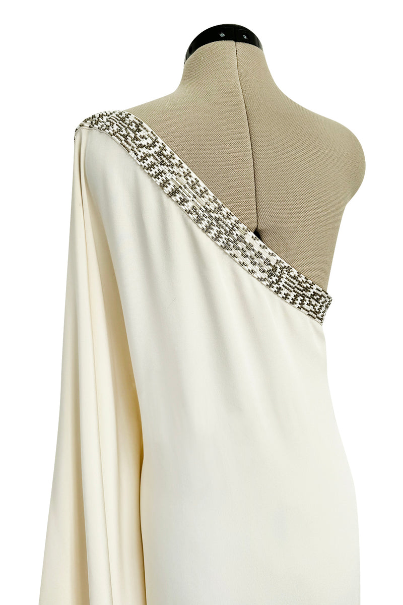 one shoulder caftan dress Beautiful 2000s Emilio Pucci Ivory Silk One Shoulder Caftan Dress w Go – Shrimpton Couture