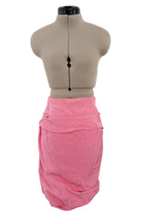 Phenomenal Spring 1988 Jean Louis Scherrer Haute Couture Pink Ruffle Suit w Balloon Sleeves