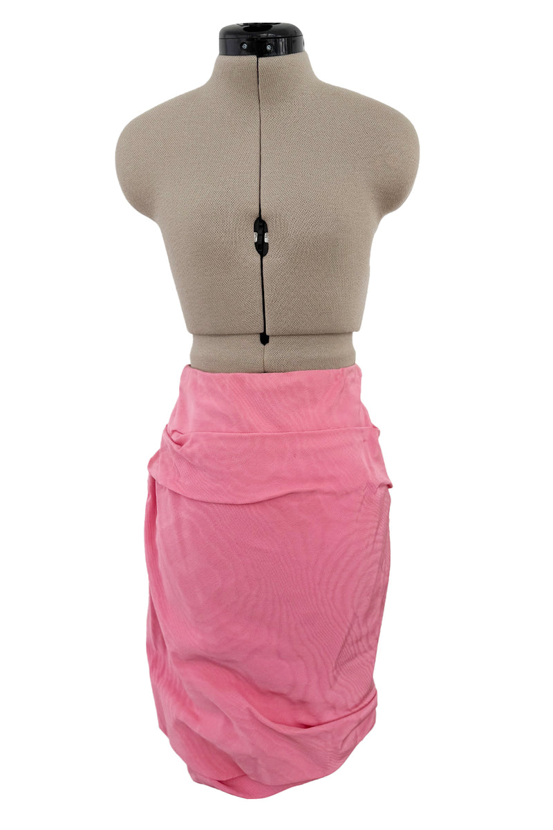 Phenomenal Spring 1988 Jean Louis Scherrer Haute Couture Pink Ruffle Suit w Balloon Sleeves