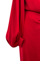 Gorgeous Spring 1990 Yves Saint Laurent Runway Red Silk Crepe Wrap Dress