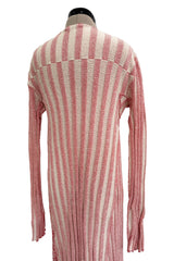 Iconic Spring 2017 Celine by  Pheobe Philo Pale Red-Pink & Ivory Knit Sweater Dress w Exaggerated Ribbing