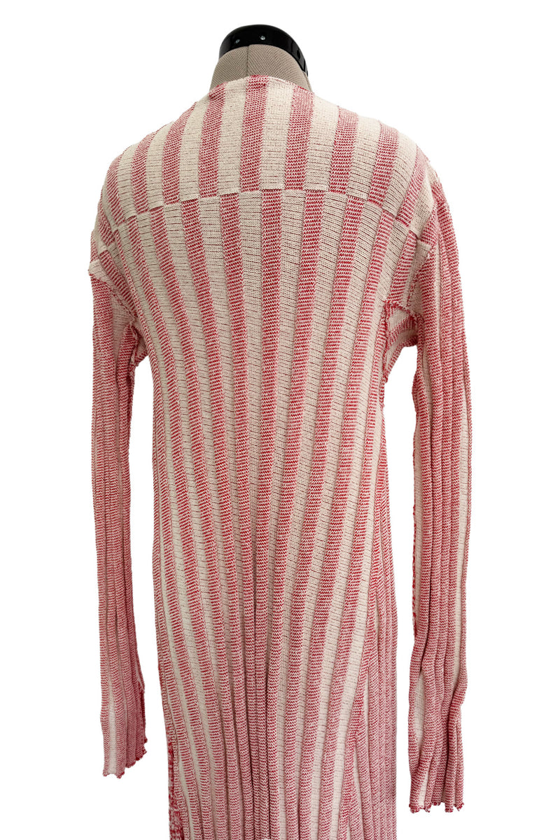 Iconic Spring 2017 Celine by  Pheobe Philo Pale Red-Pink & Ivory Knit Sweater Dress w Exaggerated Ribbing