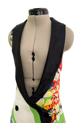 Very Rare Spring 1993 Versace by Gianna Versace Runway & Lookbook 'Miami Collection' Floral Print Silk Vest