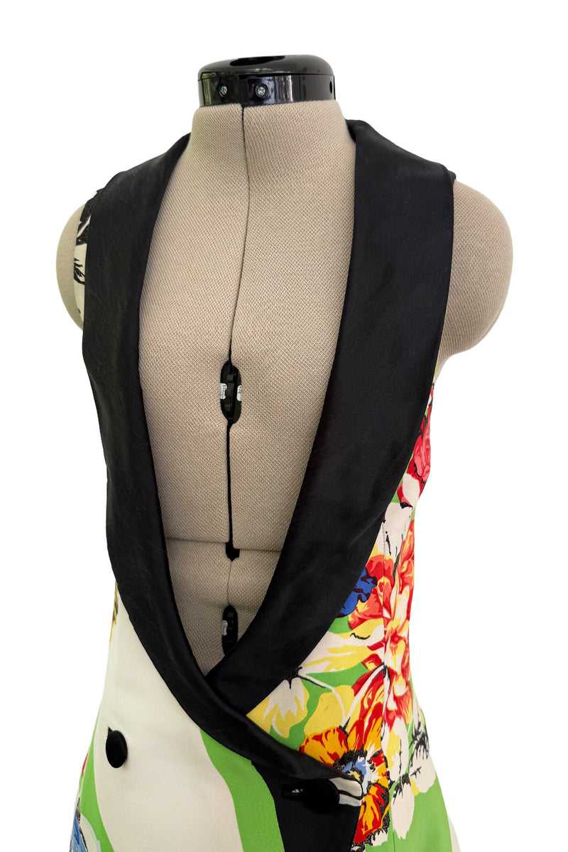 Very Rare Spring 1993 Versace by Gianna Versace Runway & Lookbook 'Miami Collection' Floral Print Silk Vest