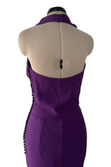 Beautiful Resort 2009 Christian Dior by John Galliano Purple Bias Silk Crepe Dress w Plunge Front & Train
