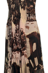 Prettiest Fall 2004 Prada Runway & Ad Campaign Print Silk Chiffon Dress w Beaded Detailing