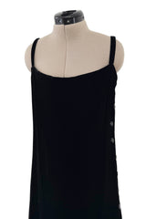 Suberb Fall 1970 Christian Dior Haute Couture by Marc Bohan Minimalist Black Velvet Column Dressress