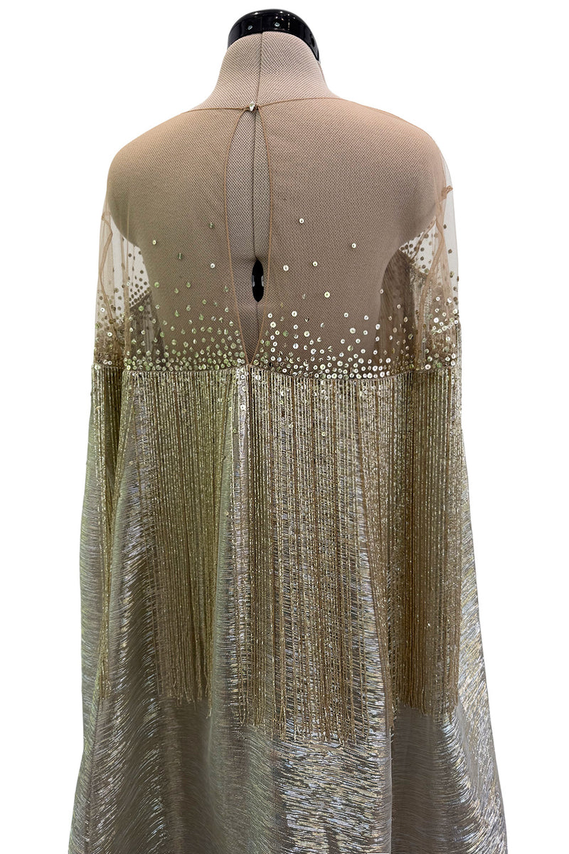 Dreamy Spring 2019 Oscar de la Renta by Laura Kim & Fernando Garcia Runway Look 57 Gold Silver Bead Caftan Dress