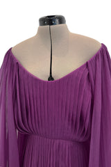 Spring 2024 Christian Dior by Maria Grazia Chiuri Runway Look 75 Purple Silk Chiffon Dress w Huge Balloon Sleeves