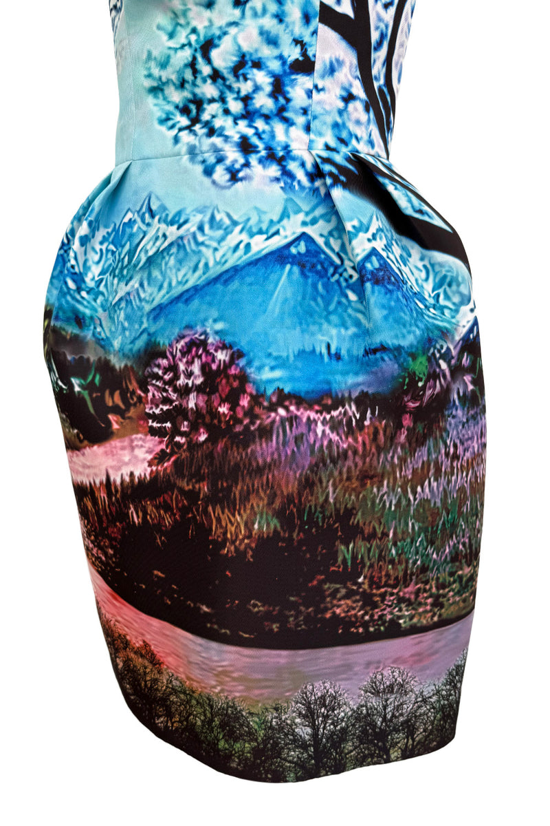 Gorgeous Fall 2013 Mary Katrantzou Runway Print From Look 18 Strapless Bubble Skirt Mini Dress