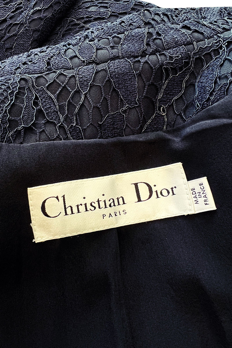 Fabulous 2004 Cruise Christian Dior by John Galliano Deep Blue Lace Jacket Mini Dress