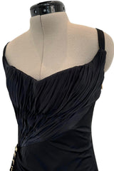Outstanding Spring 2006 Roberto Cavalli Black Silky Jersey Corset Bodice Dress w Gold Hardware Detailing