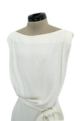 Yves Saint Laurent Spring 1993 minimalist White Dress w Raised Reptile Print