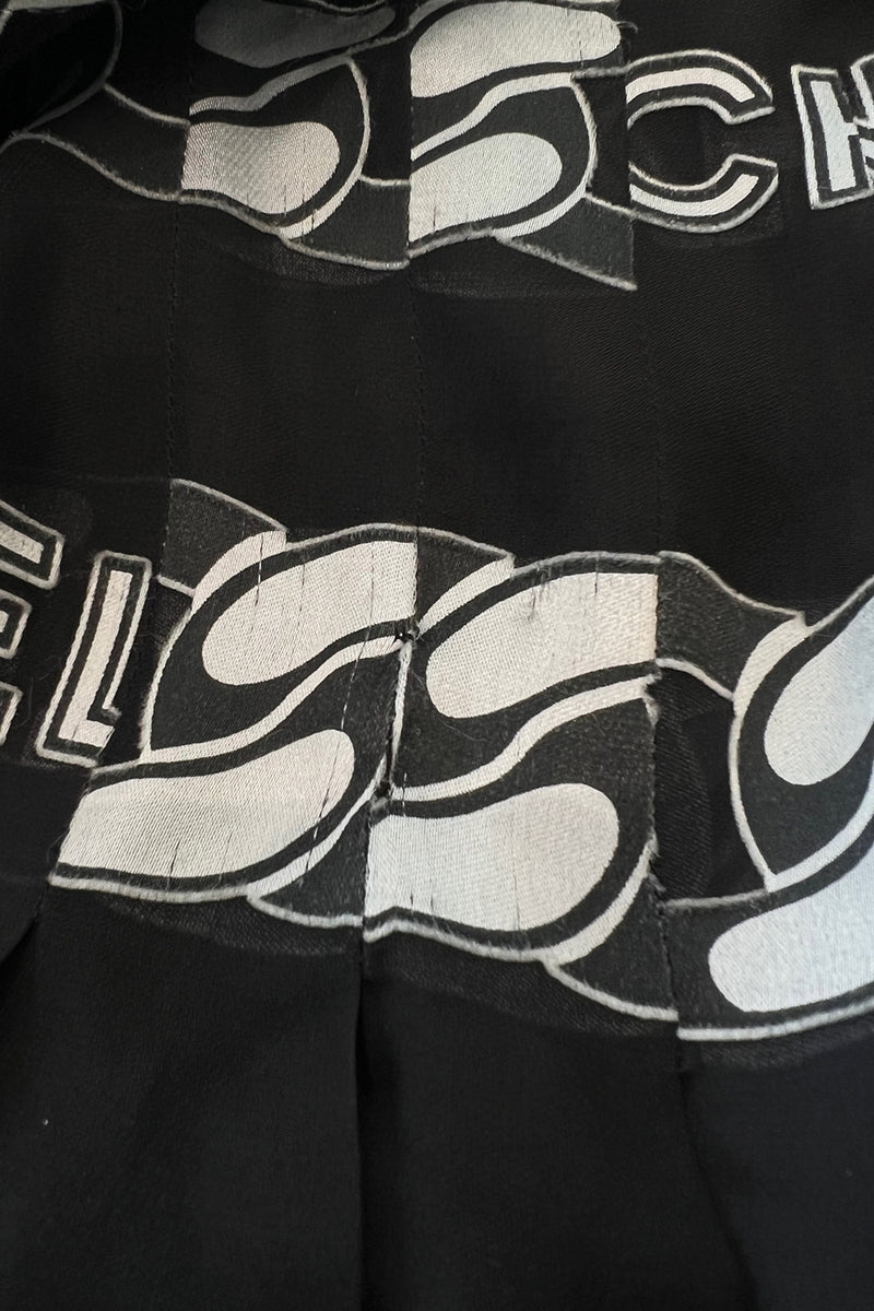 Documented Fall 2001 Chanel by Karl Lagerfeld Runway Black & White Silk Logo Skirt