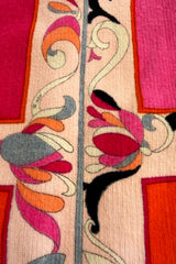 Documented Spring 1968 Emilio Pucci Pink Floral Screened Hooded Terrycloth Beach Cover Up or Dress