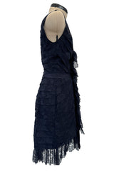 Extraordinary Fall 2008 Chanel by Karl Lagerfeld Blue Lace & Chiffon Dress & Cape Set