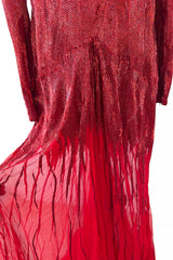 Phenomenal Fall 2011 Alexandre Vauthier Haute Couture Runway Look Hand Beaded Red Silk Chiffon Dress