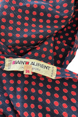 Prettiest Spring 1971 Yves Saint Laurent Documented Dotted Ruffle Skirt & Tie Halter Top Set