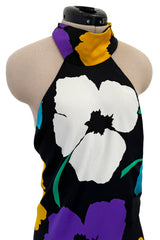 Spring 1984 James Galanos Runway Documented Floral Dress w Low Back