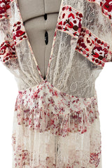 Spring 2016 Etro by Veronica Etro Runway Look 6 Ivory Net Lace Dress w Embroidered Silk Panels