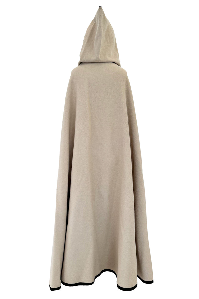 Well Documented Fall 1976 Yves Saint Laurent Hooded Cape w Braided Edges & Tassel Details