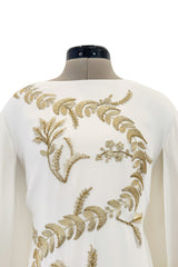 Spring 2019 Oscar de la Renta by Laura Kim & Fernando Garcia Gold Embellished Ivory Caftan Dress