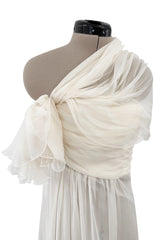 Outstanding Cruise 2010 Christian Dior by John Galliano Runway Version in White Silk Chiffon Draped Dress