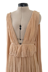 Chic Spring 2019 Chloe by Natacha Ramsay-Levi Pleated Chiffon Dress w Attached Caped Back