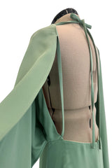 Exceptional 2010s Valentino by Pierpaolo & Piccioli & Maria Grazia Chiuri Pale Green Backless Caped Sleeve Dress