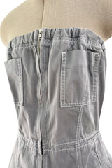 Amazing Unlabeled Vintage Starpless Grey Cotton Canvas Jumpsuit w Top Stitching & Pockets
