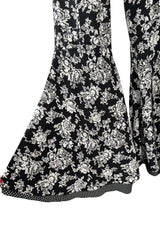 Ultra Rare Spring 1993 Versace by Gianni  Versace Silk Black & White Printed Off Shoulder Bell Bottom Jumpsuit