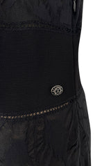 Stunning 2010s Chanel by Karl Lagerfeld Light Weight Black Floral Pattern Knit Dress w Slight Transparency