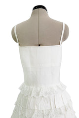 Dreamiest 2010s Valentino Off White Silk Wedding Dress w Tiered Ivory Lace & Ruffle Skirt