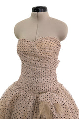 Prettiest Fall 2024 Atelier Prabal Gurung Look 7 Black Dotted Pale Nude Pinkish Net Strapless Dress w Full Skirts