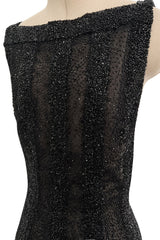 Extraordinary 2006 John Anthony Couture Black Hand Beaded Runway Dress w Bib Front & No Back