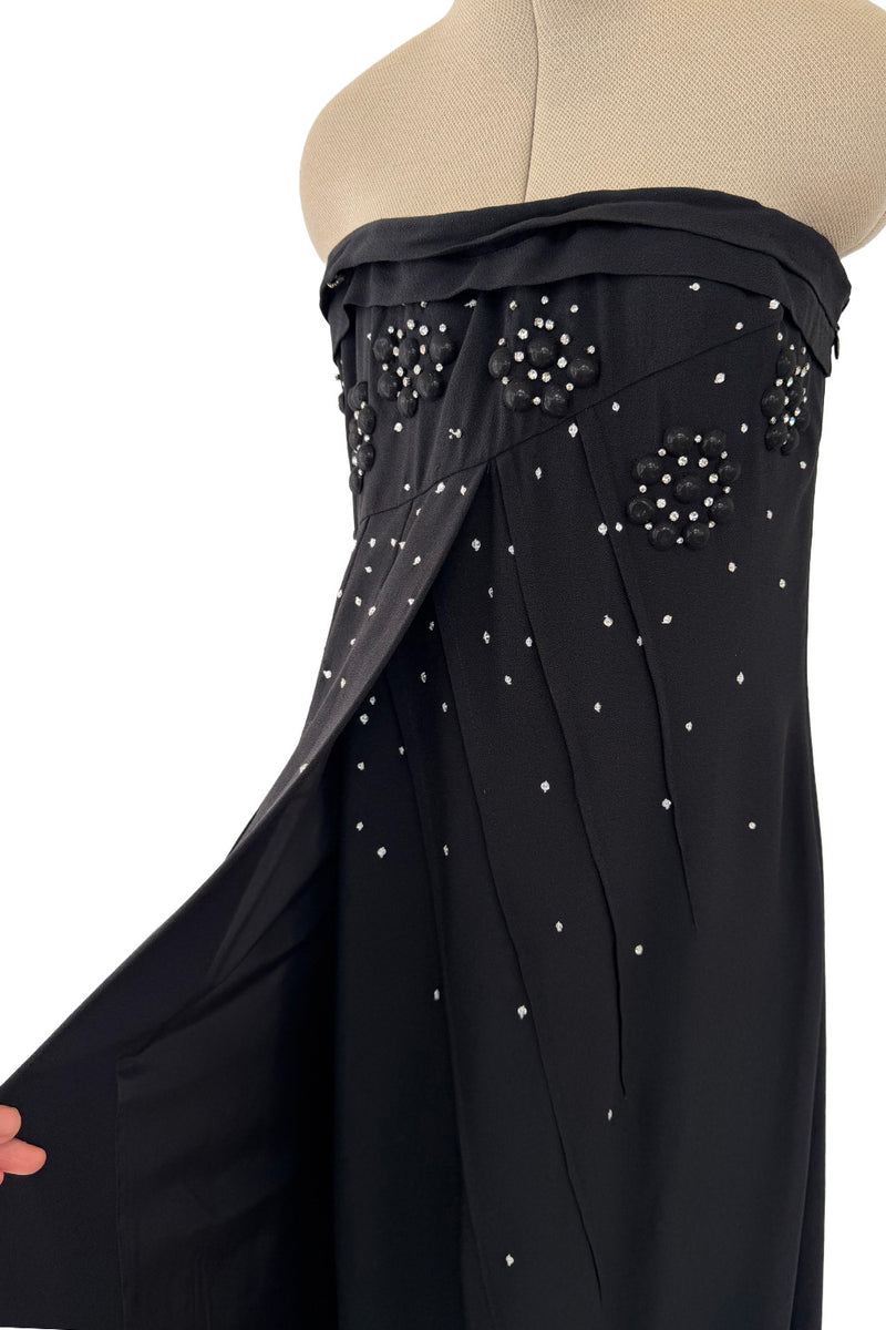 Spring 2007 Christian Dior by John Galliano Black Strapless Inner Corset Dress w Rhinestones & Beads