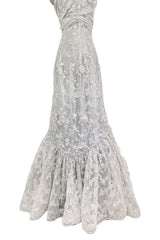 Exquisite 2011 Rodarte One Off Custom Made Silver & Lace Vogue / Kate Moss Editorial Dress