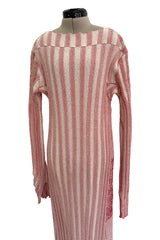 Iconic Spring 2017 Celine by  Pheobe Philo Pale Red-Pink & Ivory Knit Sweater Dress w Exaggerated Ribbing