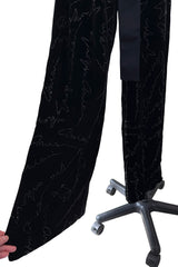 Exquisite Fall 2019 Giorgio Armani Runway Look 80 Velvet &Silk Ribbon Jumpsuit w Black Jet Beads